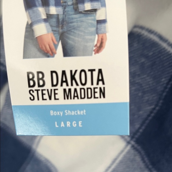 Steve Madden Blue and White Plaid Button Down Shirt - Picture 11 of 11